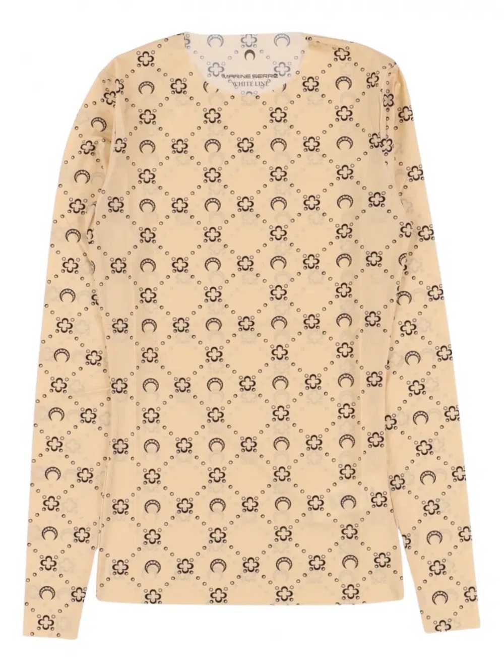 Marine Serre Beige Moon-Print Long Sleeve Top
